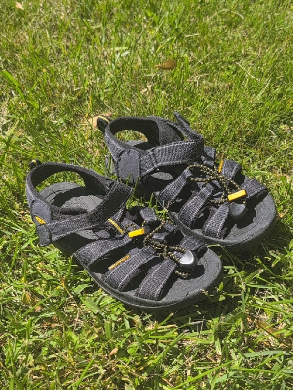 Keen Kids Black Sandals with Yellow Accents